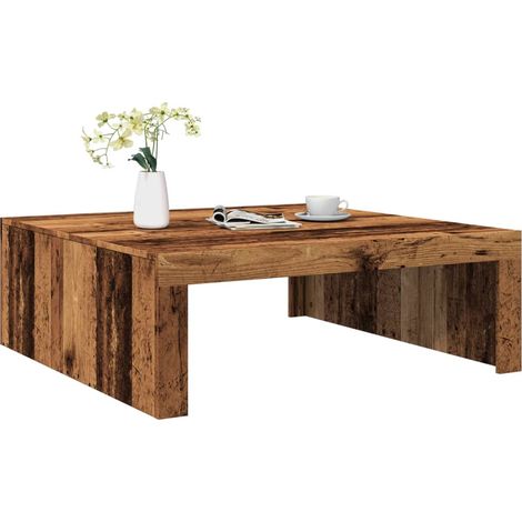 Table basse vieux bois 100x100x35 bois d'ingénierie (1/5)