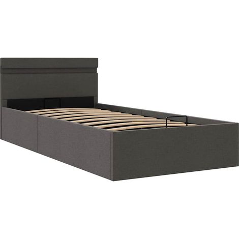 Bett mit Bettkasten Hydraulisch LED Dunkelgrau Stoff 100x200 cm vidaXL