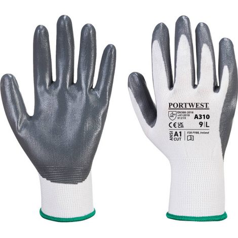 Guante de Nitrilo Flexo Grip Nivel 2 ANSI a la abrasión A310 XXL Gris/Blanco