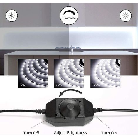 Barre Lumineuse LED 10m, 600 LED SMD 2835 LED Blanc Froid 6000K Barre Lumineuse LED, Barre Lumineuse 16W 2300lm pour Meubles, Escalier, Chambre, Cuisine（2 rouleaux de 5 mètres） (1/4)