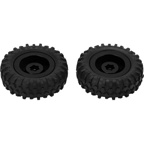 Pneu en caoutchouc de 55 mm avec moyeu de roue en alliage d'aluminium à 4 trous pour voiture RC Axial SCX24 1/24 - Pièces de rechange noires (1/5)