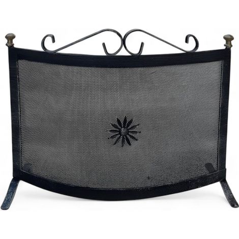 Parascintille curvo in ferro con decoro per camino 70xH65 cm (1/4)