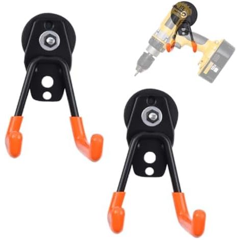 Set mit 2 extra starken Magnethaken – für Garage mit Doppelwandhaken. Wandmagnete für Garten, Schuppen, Werkstatt (orange, 4,3 mm). (1/5)