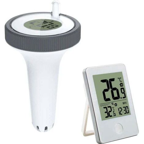 Kabelloses, schwimmendes Poolthermometer mit Funkverbindung, Wassertemperaturthermometer mit digitalem Innen-/Außenempfänger für Aquarium, Whirlpool, Fischteich... (1/2)