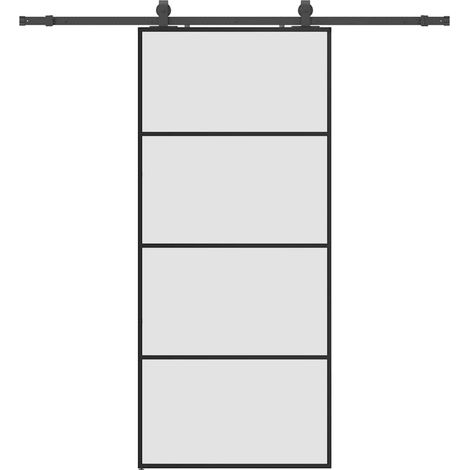 Maison Exclusive - Schiebetür mit Beschlag Schwarz 90x205 cm ESG-