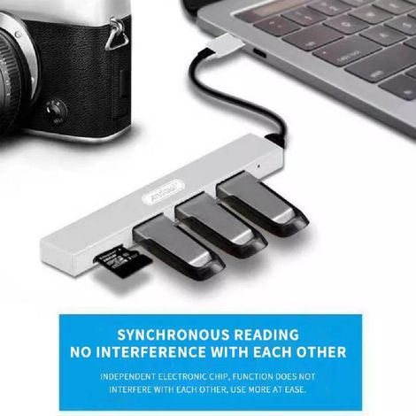Trade Shop - HUB USB 3 PORTE USB3.0 + 1 SLOT MICRO SD PORTATILE DISSIPATION VON CALORE Q-T89 - (1/5)
