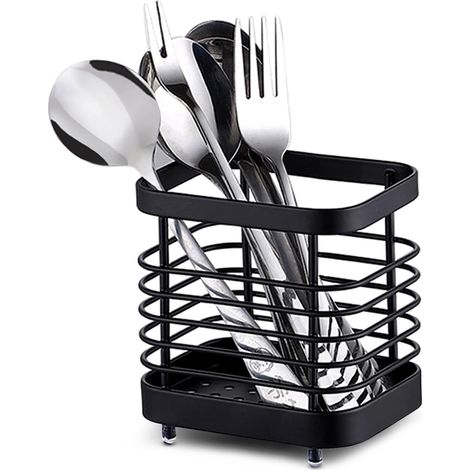 Égouttoir à ustensiles en Acier Inoxydable, Couverts argenterie Support de Panier Organisateur Panier égouttoir Cuisine égouttoir à Vaisselle égouttoir à Vaisselle(S-Le Noir) (1/5)