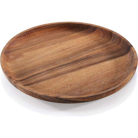 1 Plateau En Bois D'acacia, Naturel, Diamètre 25cm, De Table (1/5)