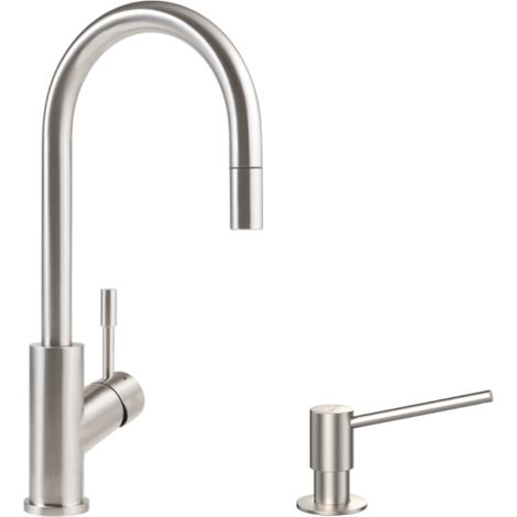 Robinet cuisine VILLEROY ET BOCH Umbrella flex + Distributeur de savon Acier massif