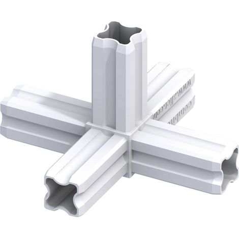 alfer Knotenverbinder 23,5 mm weiß 5 Zapfen Kunststoff Verbinder Eckverbinder (1/2)