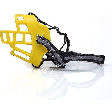 Muselière panier en silicone respirant pour chien, anti-aboiements, anti-morsures et anti-mâchouillage, pour chiens de petite, moyenne et grande taille - Taille 3 - Jaune (1/5)