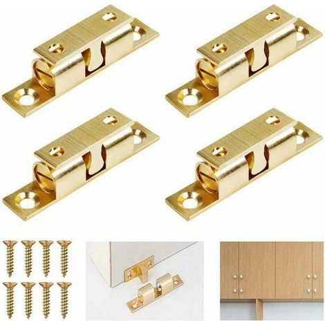 Loqueteau d'Armoire Ferme-Portes Loquet à Bille De Porte Laiton Loquet à Double Boule En Laiton Loquet à Double Rouleau Pour Placard Meubles Porte Armoire Loquet Serrure De Portiere (4 Pcs) (1/5)