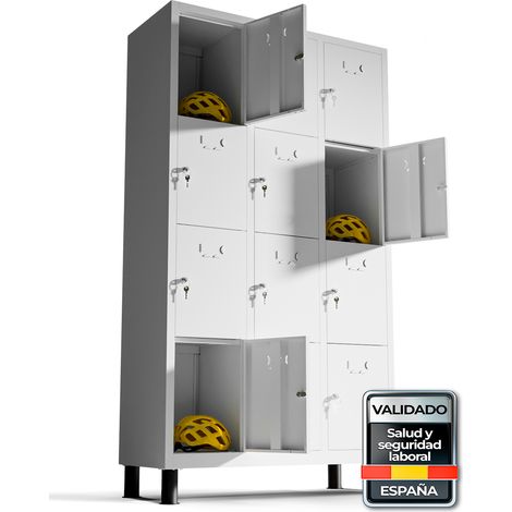 TwinThink Taquillas Vestuario Metalicas 12 Puertas 180 cm Armario Metalico Con Llave Locker Para Oficina Gimnasio Taller Garaje Centro Educativo Almacenamiento Seguro Alta Resistencia (Blanco) (1/5)