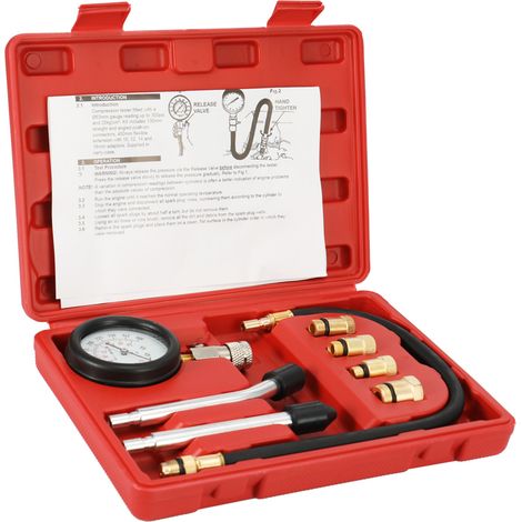 8-teiliges Benzinmotor-Kompressionstester, Zylinderkompressions-Benzinmotor-Set, Kfz-Werkzeuglehre für PKW, LKW (1/5)