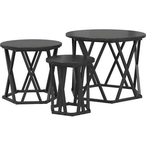 Table d'appoint empilable 3 pcs,Table basse,Table de Salon Chêne noir 53 x 53 x 40 cm CFW13654 (1/5)
