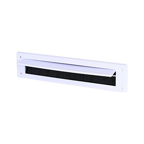 STORMGUARD 06SR0160000W Coperchio paraspifferi per cassetta delle lettere interna con spazzole e aletta, in PVC bianco (1/4)