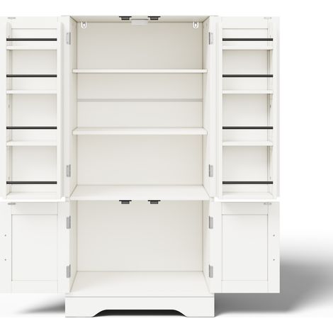 Aparador de cocina blanco 120 x 60 x 40 cm de MDF con luz LED y sensor, 4 puertas (1/5)