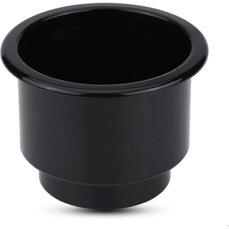 Keenso Marine Cup Holder, Universal Plastic Boat Cup Holder, Two-Tier Design, with Drainage Hole for Boat, Yacht, Game Table, Sofa, Campervan (Black) (1/5)