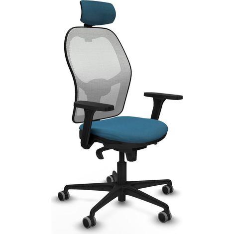 Sedia Ufficio con Poggiatesta Piqueras y Crespo 3D036G2 Bianco Verde petrolio (1/5)