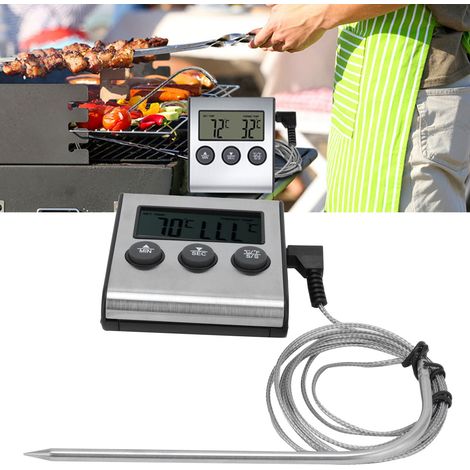 Digitales Küchenthermometer mit klappbarer Sonde, Alarmtimer, Magnet und Ständer für Fleisch-, Grill- und Lebensmitteltemperaturmessung (Kunststoff, 72 mm, 95 g) (1/5)