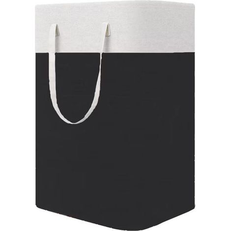 Faltbarer Aufbewahrungsbeutel aus Stoff, Baumwolle und Leinen, schwarz, 40 x 30 x 60 cm