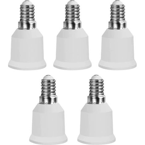 5x Convertisseur de douille E14 à E27, Convertisseur d'adaptateur, Base de lampe, Adaptateur de douille de lampe, Adaptateur de (1/4)