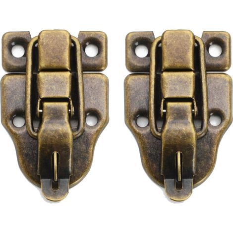 CCYKXA 2 Pack Retro Style Toggle Latches, Antique Metal Duckbill Hasps with Mounting Screws, for Jewelry Box, Cabinet, Wooden Box (Bronze)