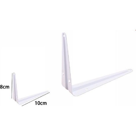 TrAdE Shop Traesio - 2pz Reggimensola Supporto Staffa Triangolare Mensola Metallo 8x10cm Bianca 07906 -