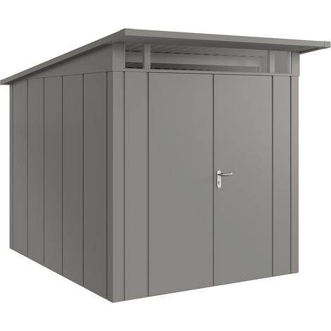 Hörmann Metall-Gerätehaus "Juno" mit Pultdach, JPD6 - Design, 214 x 262 cm (B x T), graualuminium, 2-flüglige Tür (1/5)