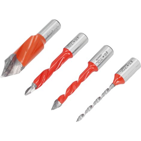 Lot de 4 forets à bois à 2 goujures en acier rapide, mèches rotatives de 3 mm, 6 mm, 8 mm et 15 mm (1/5)