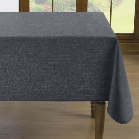 Wachstuchtischdecke Anthrazit 240x140 cm Leinenoptik, wetterfest, rechteckig