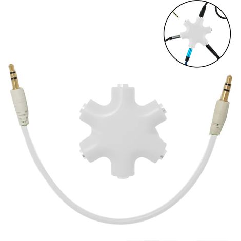 Connecteur répartiteur audio multi-casque, câble répartiteur audio stéréo 3,5 mm, adaptateur répartiteur femelle pour casque audio. Compatible avec iPhone, iPad, Samsung, Xiaomi… (1/5)