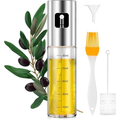 Pulvérisateur d'huile Premium pour cuisine et friteuse d'air 100 ml Spray Cuisine Anti-goutte, Huile en verre avec distributeur, Accessoires Friteuse sans huile (1/5)