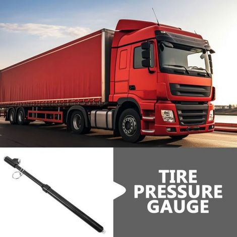 Manomètre Pression Pneus - Double Tête - Métal Noir - Pour Camions Et Fourgonnettes - 1 Pièce (1/4)