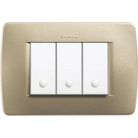 Placca 3 posti serie luna bticino c4803gm colore oro
