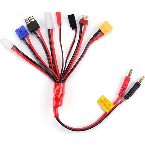 Chargeur de batterie RC Lipo 8 en 1 - Câble de conversion en fiche banane de 4,0 mm - Pour TRX, fiche T, Futaba, Tamiya Mini, XT60, EC3, JST, Tamiya (1/4)