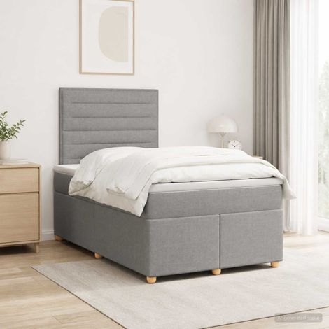 vidaXL Cama box spring con colchón Gris Claro 120 x 190 cm Tela (1/5)