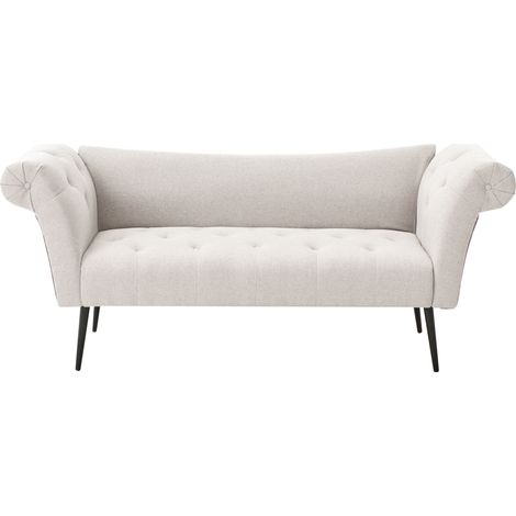 Chaise longue doble tapicería de tela acolchada beige claro Nantilly
