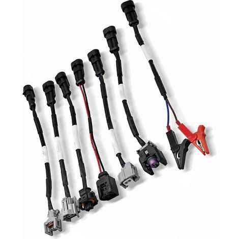 Kit de câbles de test Common Rail avec plusieurs embouts et un câble à pinces rouge et noir pour le dépannage des systèmes d'injection automobile (multicolore). (1/5)
