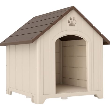 Casetta esterna rialzata per cani 88 x 79 x 89 cm, tetto apribile e ancoraggi a terra HOMVRA (1/5)