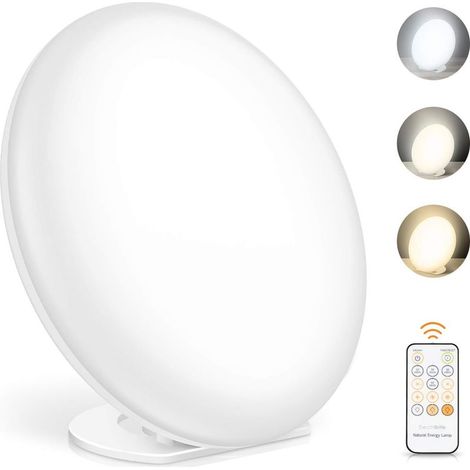 Lampe lumière du jour,lampe de luminothérapie avec fonction mémoire,3 couleurs de lumière et 5 intensités lumineuses réglables,lampe à spectre complet sans UV (12000 lux à 30 cm) (1/5)