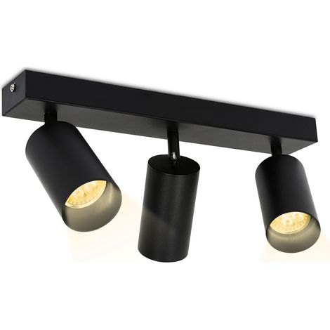 Randaco Deckenstrahler LED wechselbar, Warmweiß Doppelkopfstrahler schwenkbar Deckenleuchte Wandleuchte für Wohnzimmer, Küche, Esszimmer Einzelkopfstrahler 3x GU10 Fassung