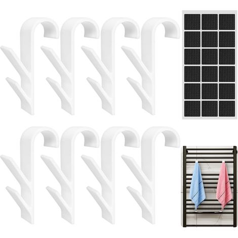 8 Pcs Crochet Radiateur Seche Serviette de Rond avec Mobile et Fixe, Crochet Serviette Salle de Bain Blanc, Patere Seche Plastiques (1/5)