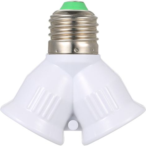Adaptateur de culot E27 mâle vers 2 femelles en forme de Y pour ampoule LED. Douille. (1/5)