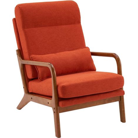 Loungesessel mit Massivholzrahmen, Mid-Century Stil, Orange (1/5)