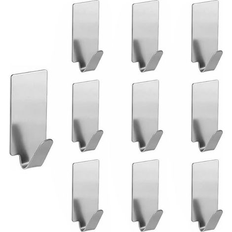 Edelstahl-Klebehaken, Set mit 11 kleinen Wandhaken ohne Bohren, stabiler Handtuchhalter für Bad, Küche, Eingangsbereich und Aufbewahrung (1/5)