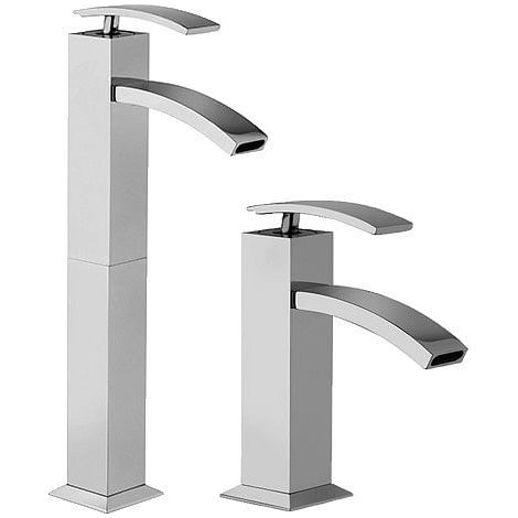 Set Rubinetti Jacuzzi per lavabo alto e bidet senza scarico serie Glint cromato (1/5)