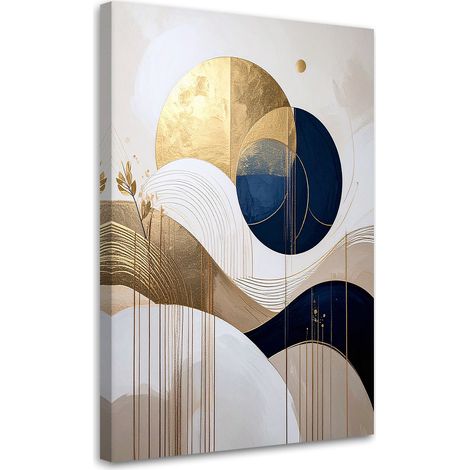 Tableau Moderne, Abstrait dans les tons de brun beige formes cercles,40x60 (1/4)