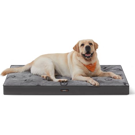 Panier pour Chiens, Coussin pour Animaux, Mousse Alvéolée, avec Poignée, Déhoussable, Utilisable des 2 Côtés, Hydrofuge, Taille XXL, 120 x 74 x 10 cm, Gris Tourterelle (1/5)