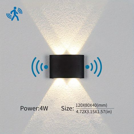 Applique murale LED (blanc chaud - 4 W avec capteur) étanche IP66, éclairage intérieur et extérieur, idéale pour chambre, salon, couloir. (1/5)